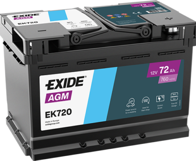 Exide Μπαταρία Αυτοκινήτου EK720 AGM (72Ah/760A)