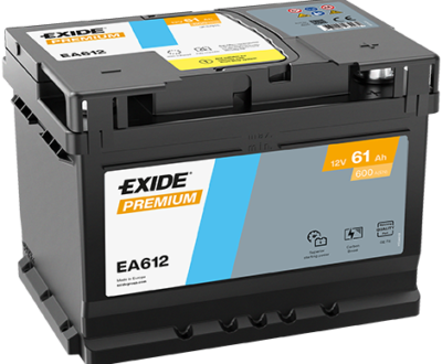 Exide Μπαταρία Αυτοκινήτου EA612 Premium (61Ah/600A/Μ242xΠ175xΥ175mm/Δ)