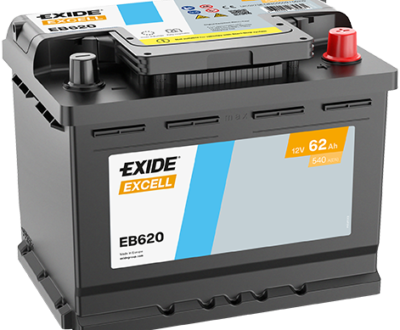 Exide Μπαταρία Αυτοκινήτου EB620 Excell (62Ah/540A/Μ242×Π175×Υ190mm/Δ)