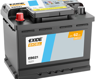 Exide Μπαταρία Αυτοκινήτου EB621 Excell (62Ah/540A/Μ242×Π175×Υ190mm/Α)