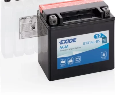 Exide Μπαταρία Μοτοσυκλέτας MOTO  ETX14L-BS (YTX14L-BS) 12Ah 200A