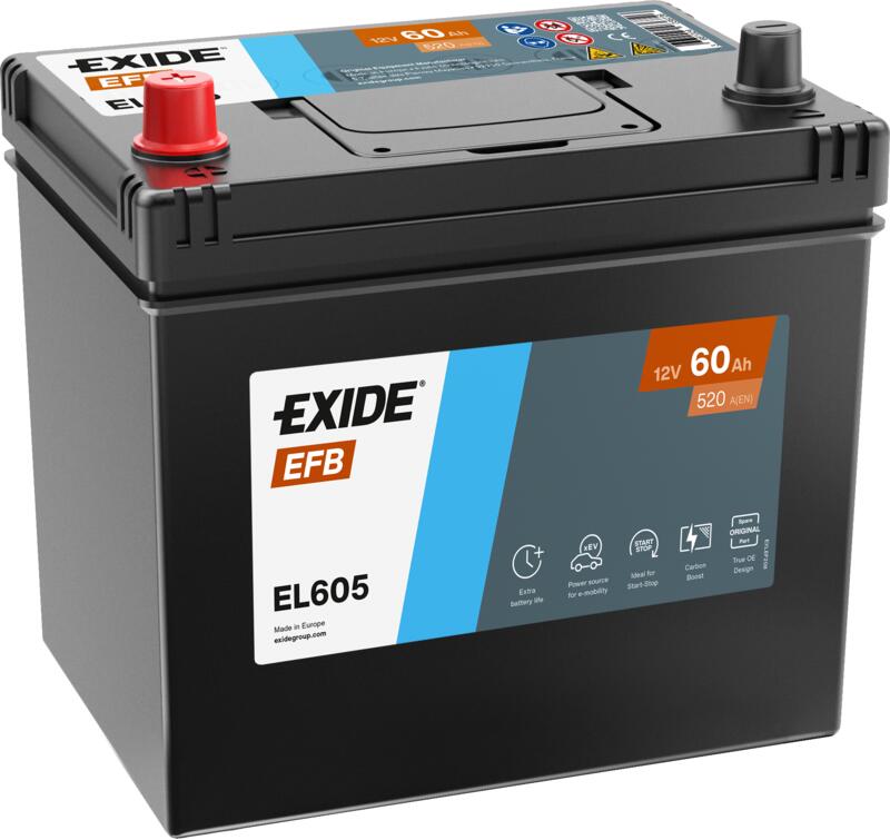 Exide Μπαταρία Αυτοκινήτου EL605 EFB (60Ah/520A/Μ230×Π173×Υ222mm/Α)